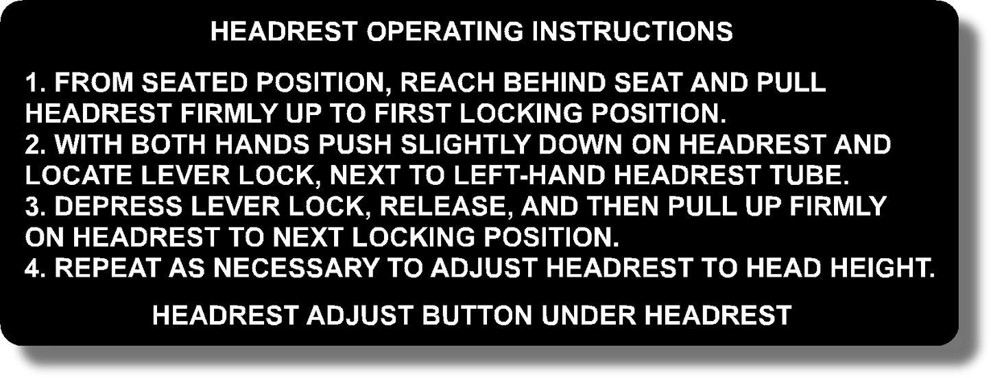 Headrest Operating Instructions