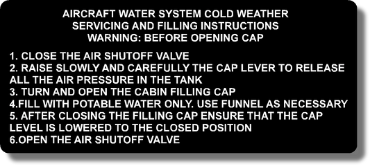 Aircraft Water System Cold Weather Servicing And Filling Instructions Warning: Before Opening Cap