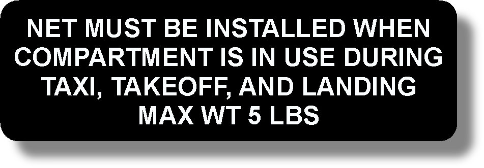 Net Must Be Installed When Storage Compartment Is In Use Max Wt: 5 Lbs